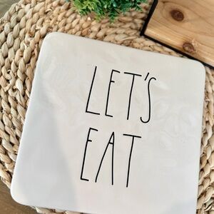Rae Dunn White Square 'Let's Eat' Serving Plate